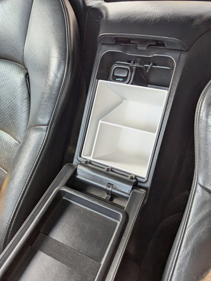 Honda S2000 Glove Box Organizer Document Slot in White in the S2000 center console, 3D printed ASA